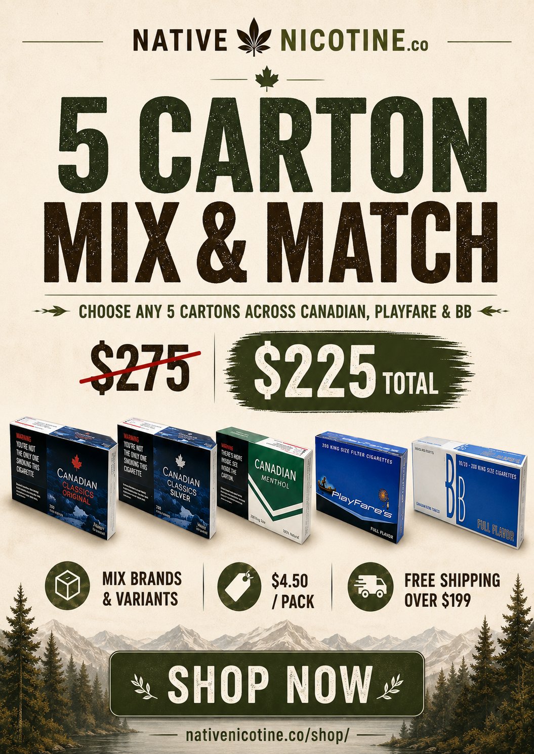 Native Nicotine 5 Cartons Mix and Match Bundle 2