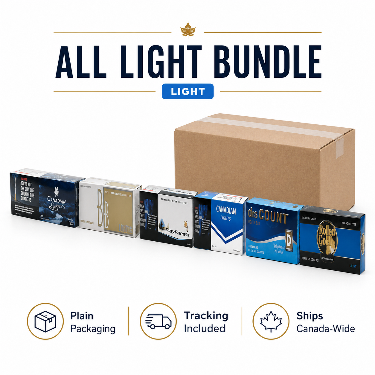 All LIGHT Cigarettes Bundle 4 All LIGHT Cigarettes Bundle Shipping Box