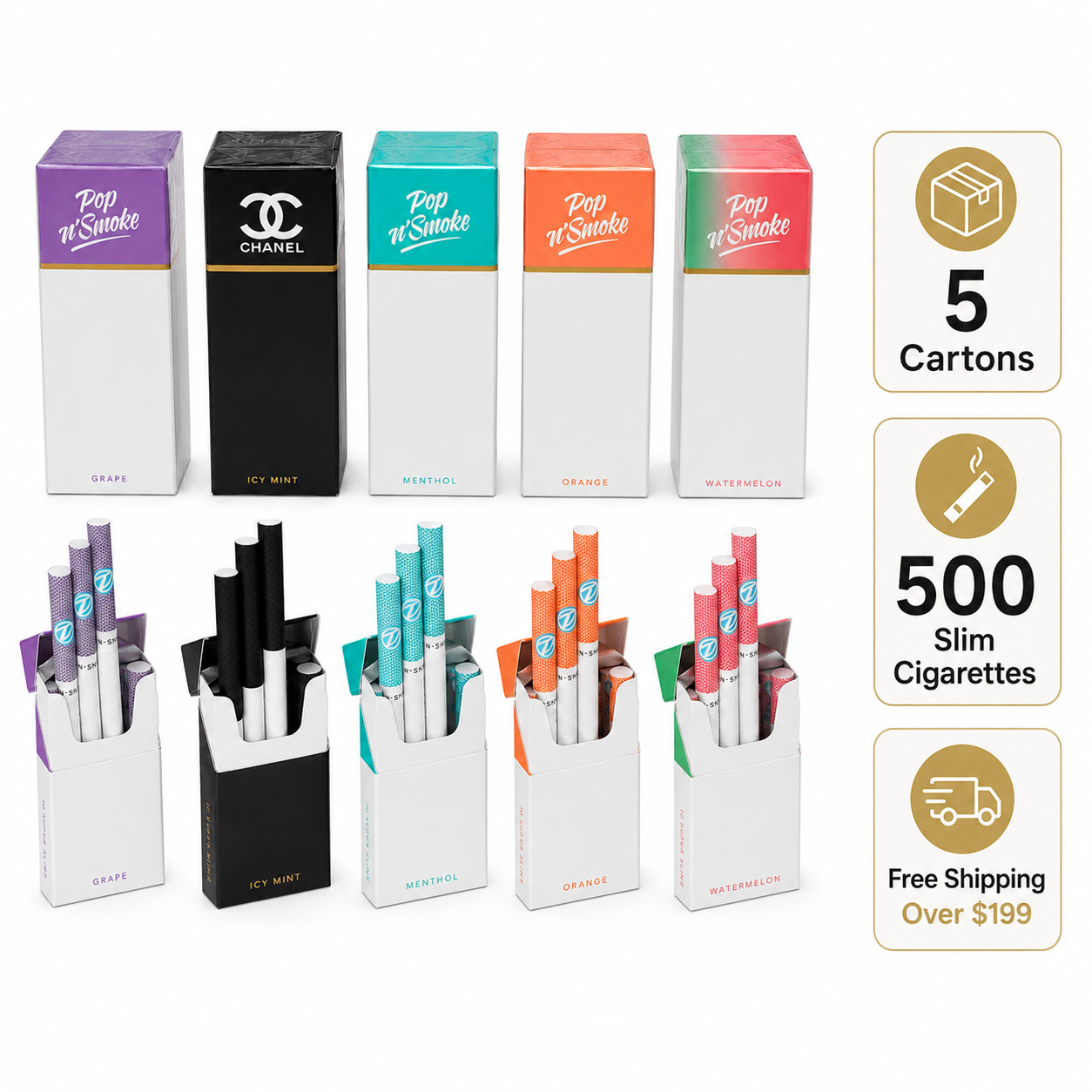 Pop N’ Smoke 5 Flavour Bundle 2 Pop N’ Smoke 5 Flavour Bundle 5 Cartons
