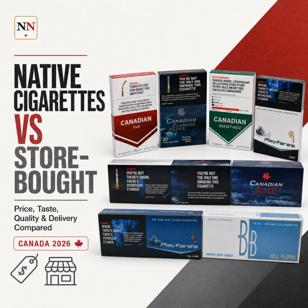 Native Cigarettes vs Store-Bought Cigarettes in Canada: Price, Taste, Quality & Delivery Compared 1 Native cigarettes vs store-bought cigarettes in Canada compared by price, taste, quality and delivery