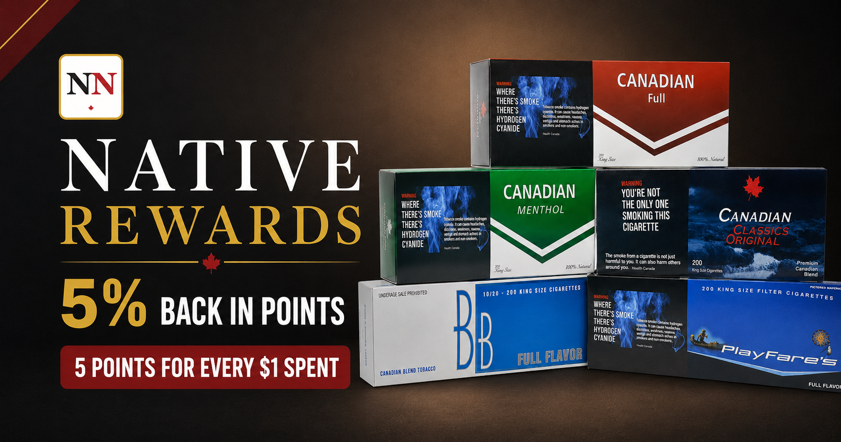 Native Rewards offers 5% back in points on Native Nicotine orders